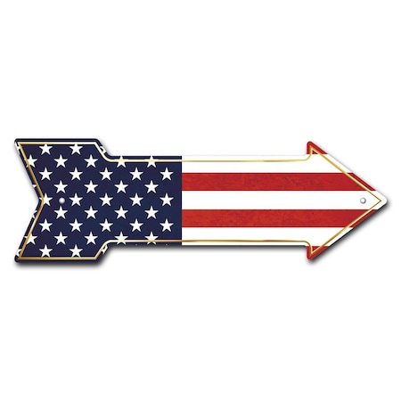 Signmission American Flag Arrow Sign Funny Home Decor 30in Wide P-ARROW10-999983
